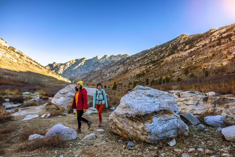 People hiking in mountains